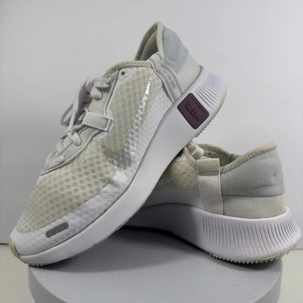 Nike Repel Womens Running Shoes White Silver Burgundy Reflective Sneakers 9